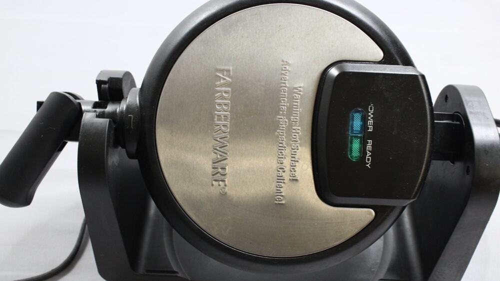 Farberware Rotary Belgian Waffle Maker Flip Round Nonstick Stainless Steel Black